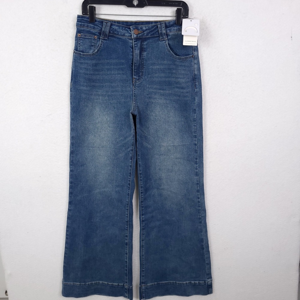 Commense Wide Leg Jeans Womens 30 Medium Blue High Rise Flare Denim NEW
